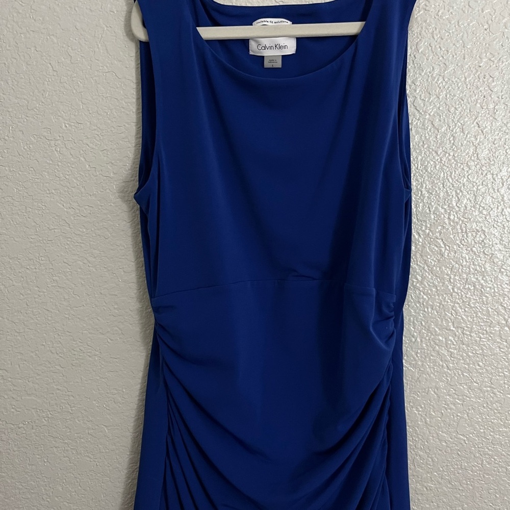 Calvin Klein Royal Blue Sleeveless Ruched Blouse